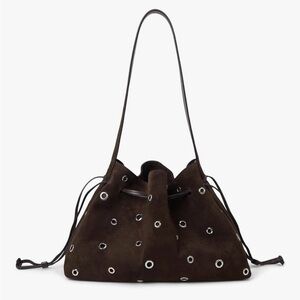 Madewell dark carob drawstring shoulder bag with eyelets